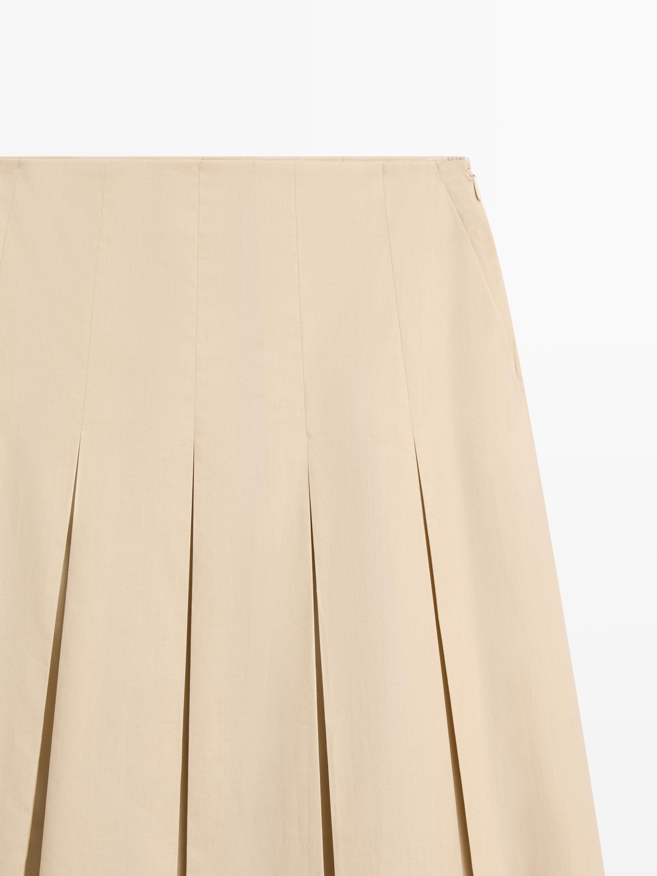 Jupe midi plissée coton